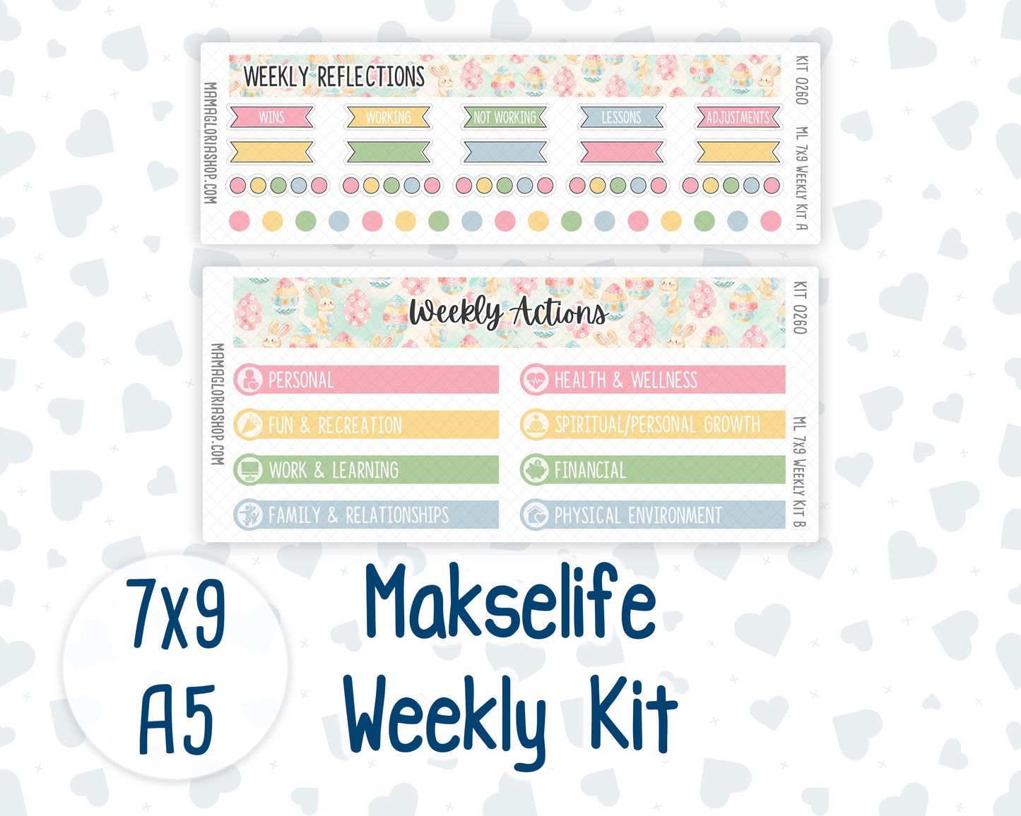Kit 0260 - 7x9 | A5 MakseLife - Weekly Actions & Reflections - April - Pastel Egg Hunt