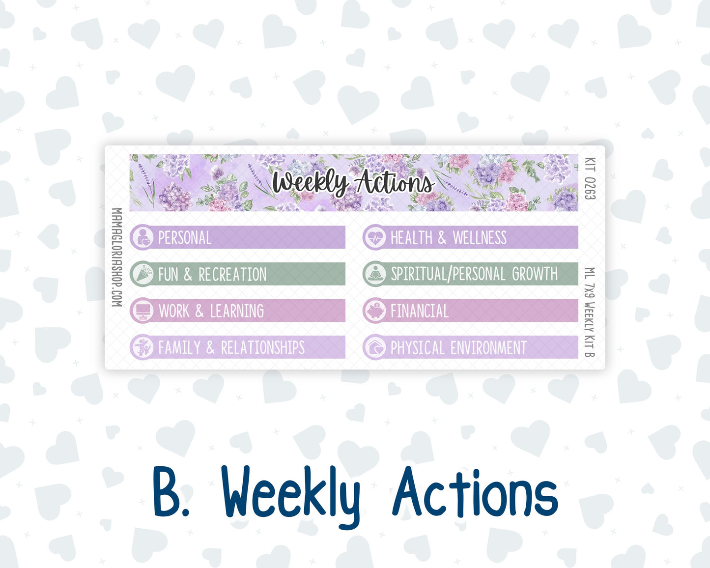 Kit 0263 - 7x9 | A5 MakseLife - Weekly Actions & Reflections - April - Lavender Drift