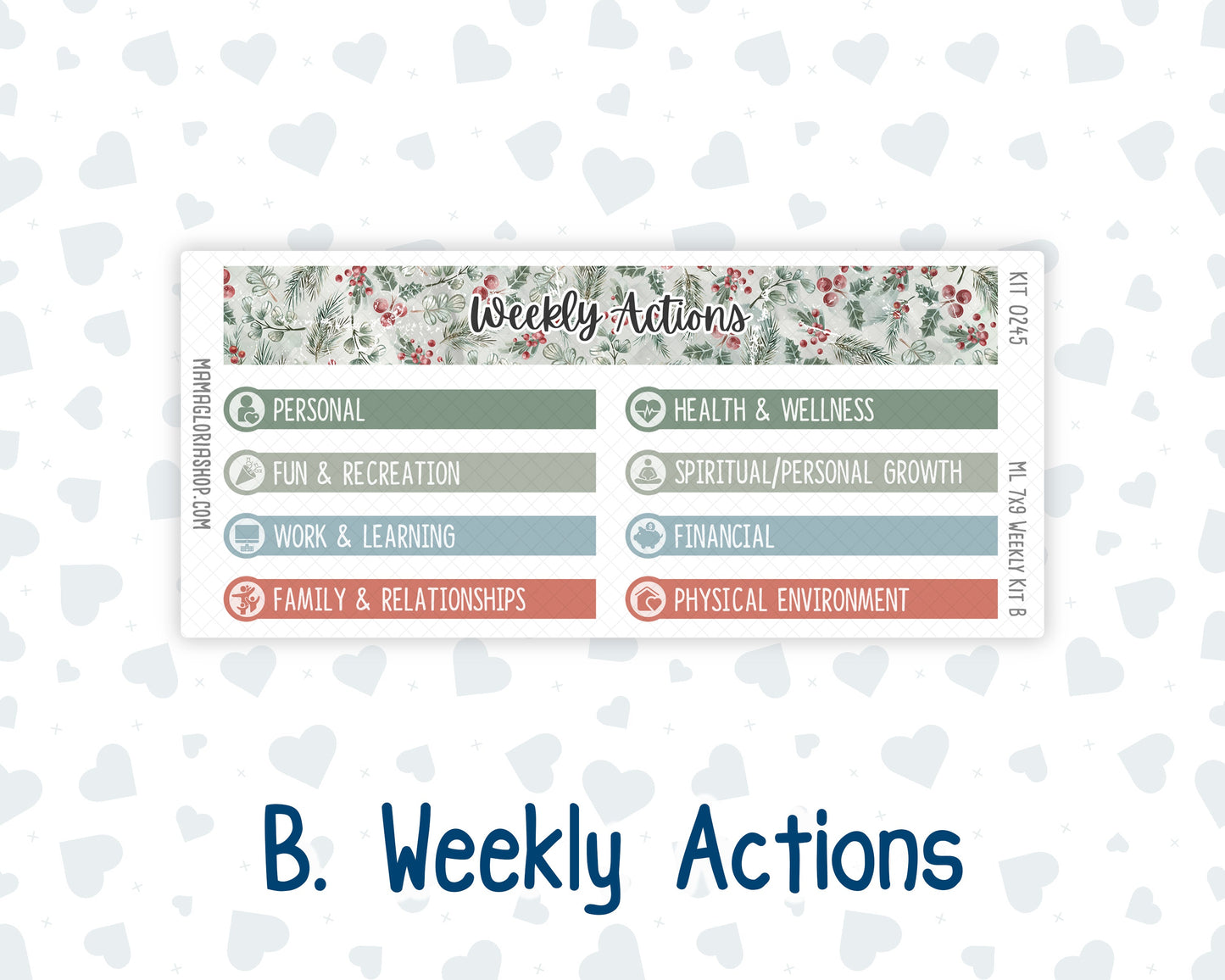 Kit 0245 - 7x9 | A5 MakseLife - Weekly Actions & Reflections - December - Vintage Christmas