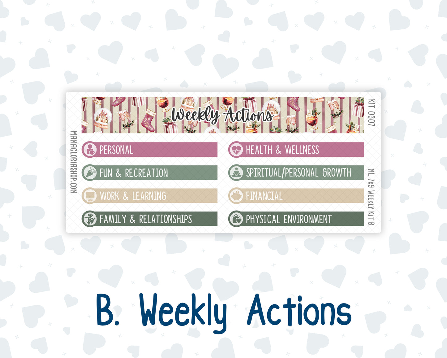 Kit 0307 - 7x9 | A5 MakseLife - Weekly Actions & Reflections - December - Velvet Hearth