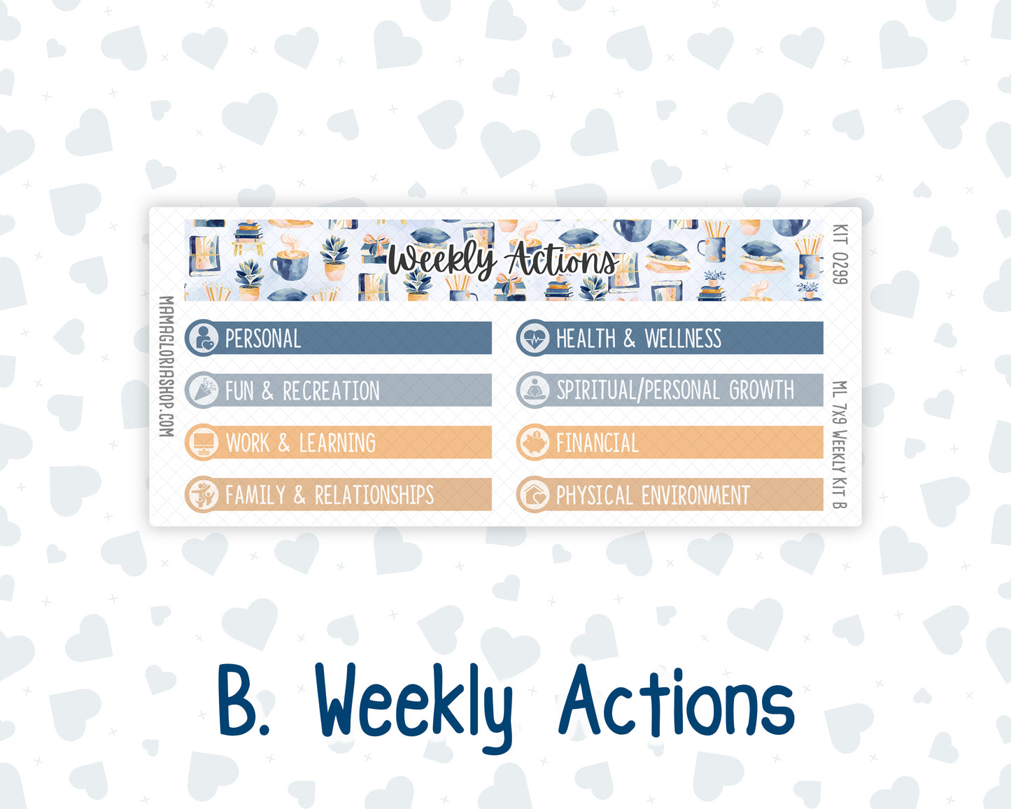 Kit 0299 - 7x9 | A5 MakseLife - Weekly Actions & Reflections - October - Book Nook