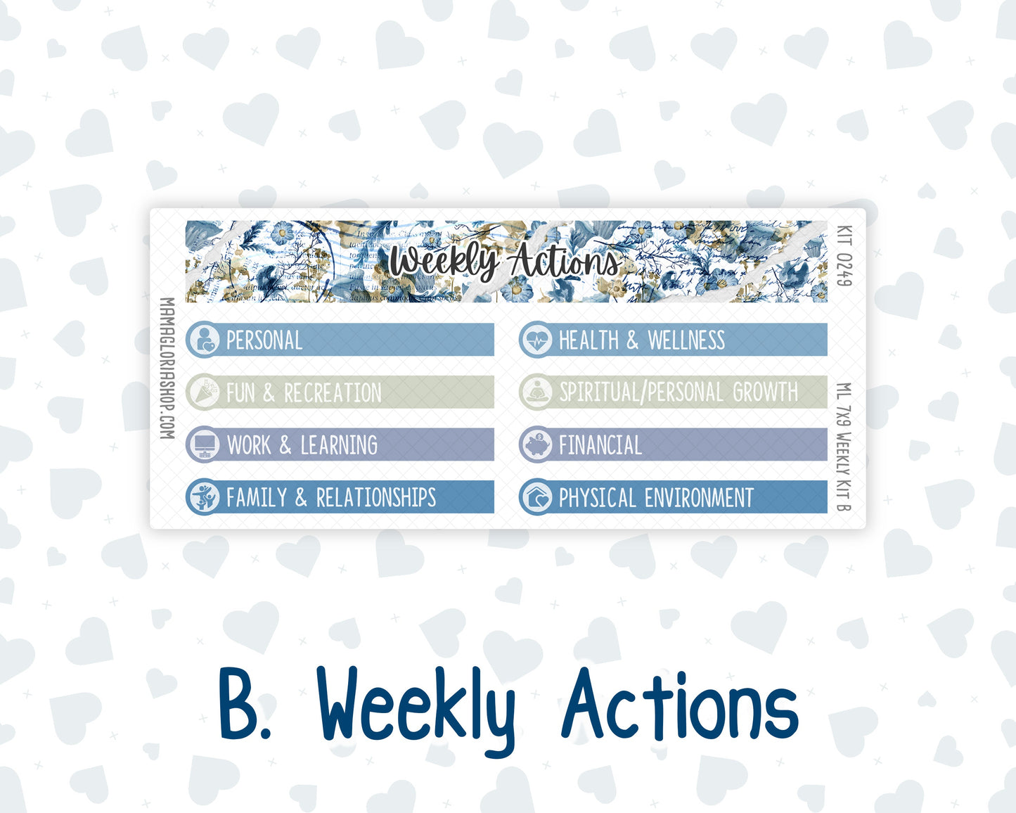 Kit 0249 - 7x9 | A5 MakseLife - Weekly Actions & Reflections - January - Icy Lace