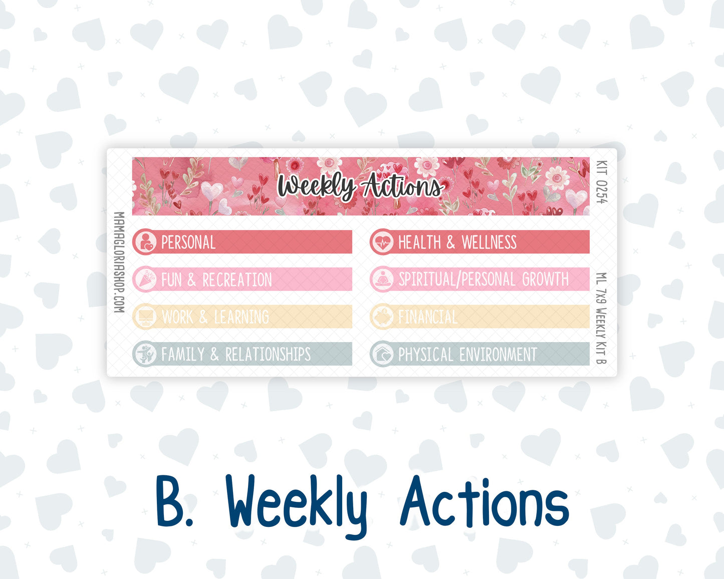 Kit 0254 - 7x9 | A5 MakseLife - Weekly Actions & Reflections - February - Valentine Village