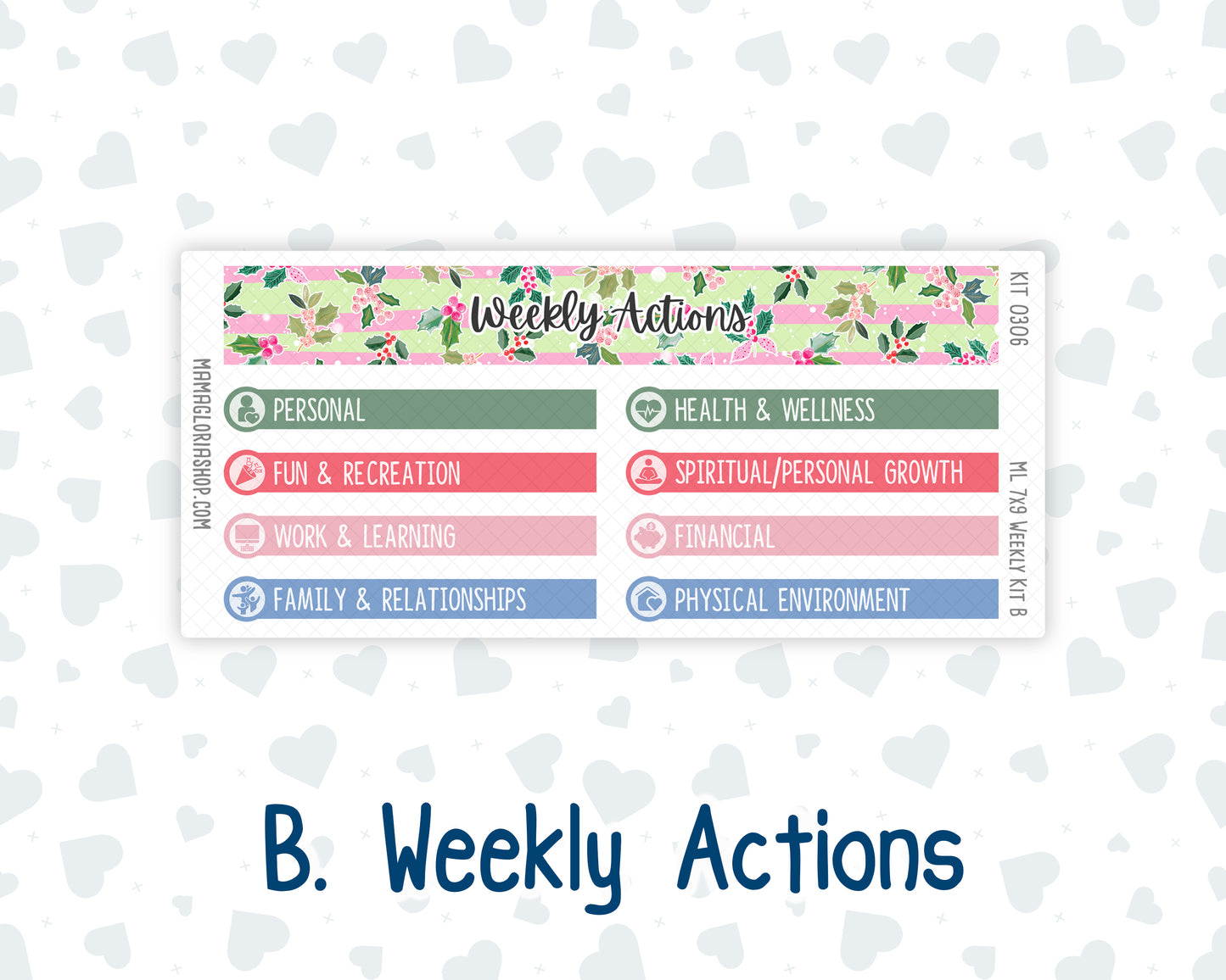 Kit 0306 - 7x9 | A5 MakseLife - Weekly Actions & Reflections - December - Jolly Mischief