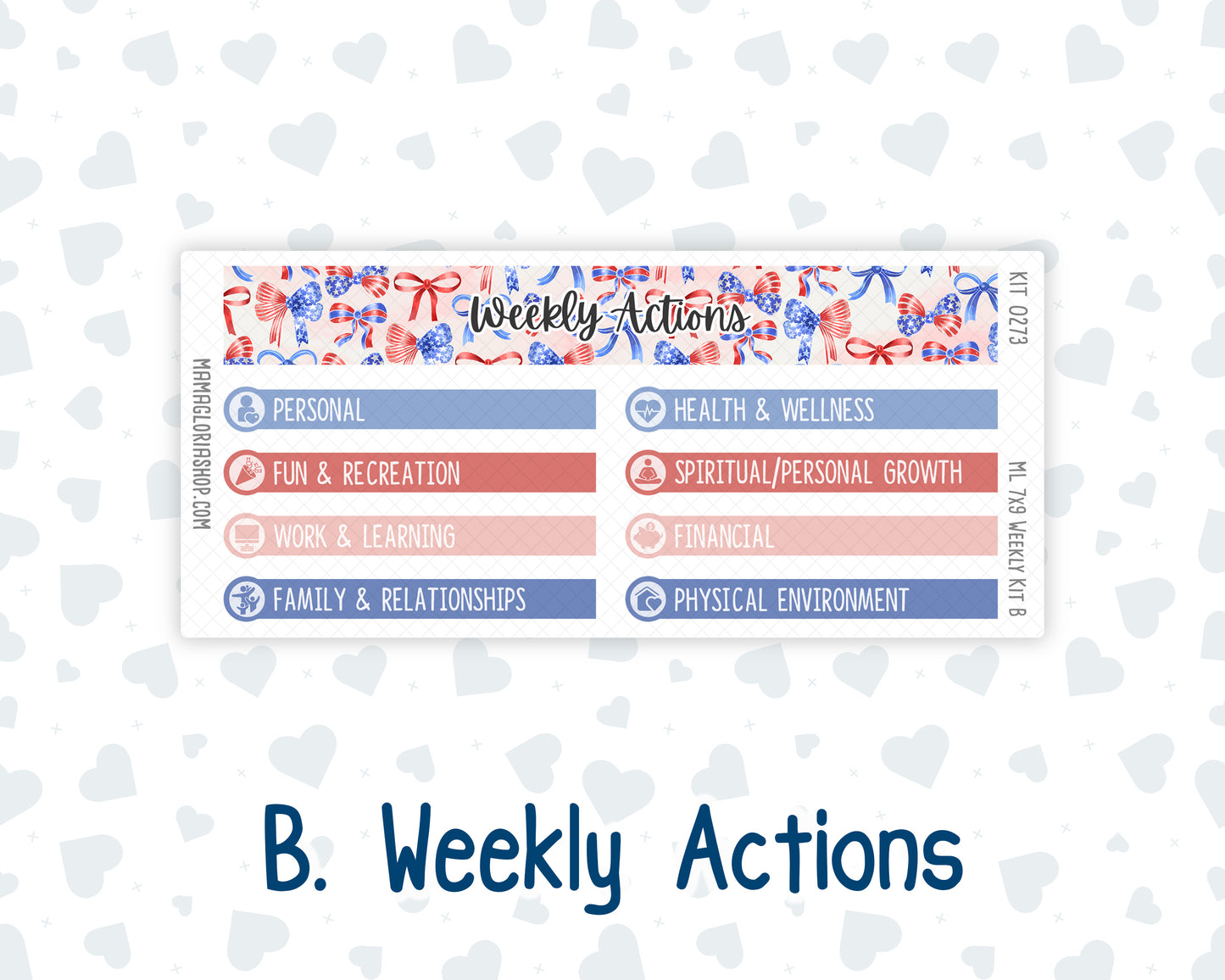 Kit 0273 - 7x9 | A5 MakseLife - Weekly Actions & Reflections - July - Americana In Bloom