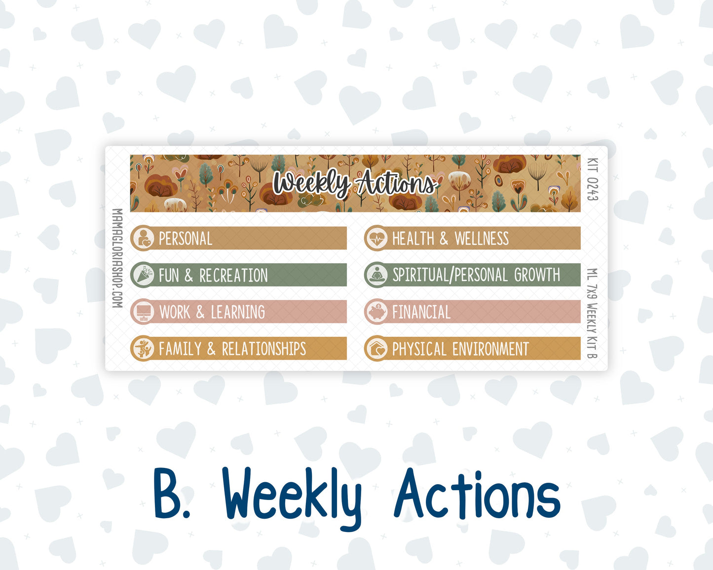 Kit 0243 - 7x9 | A5 MakseLife - Weekly Actions & Reflections - November - Boho Autumn