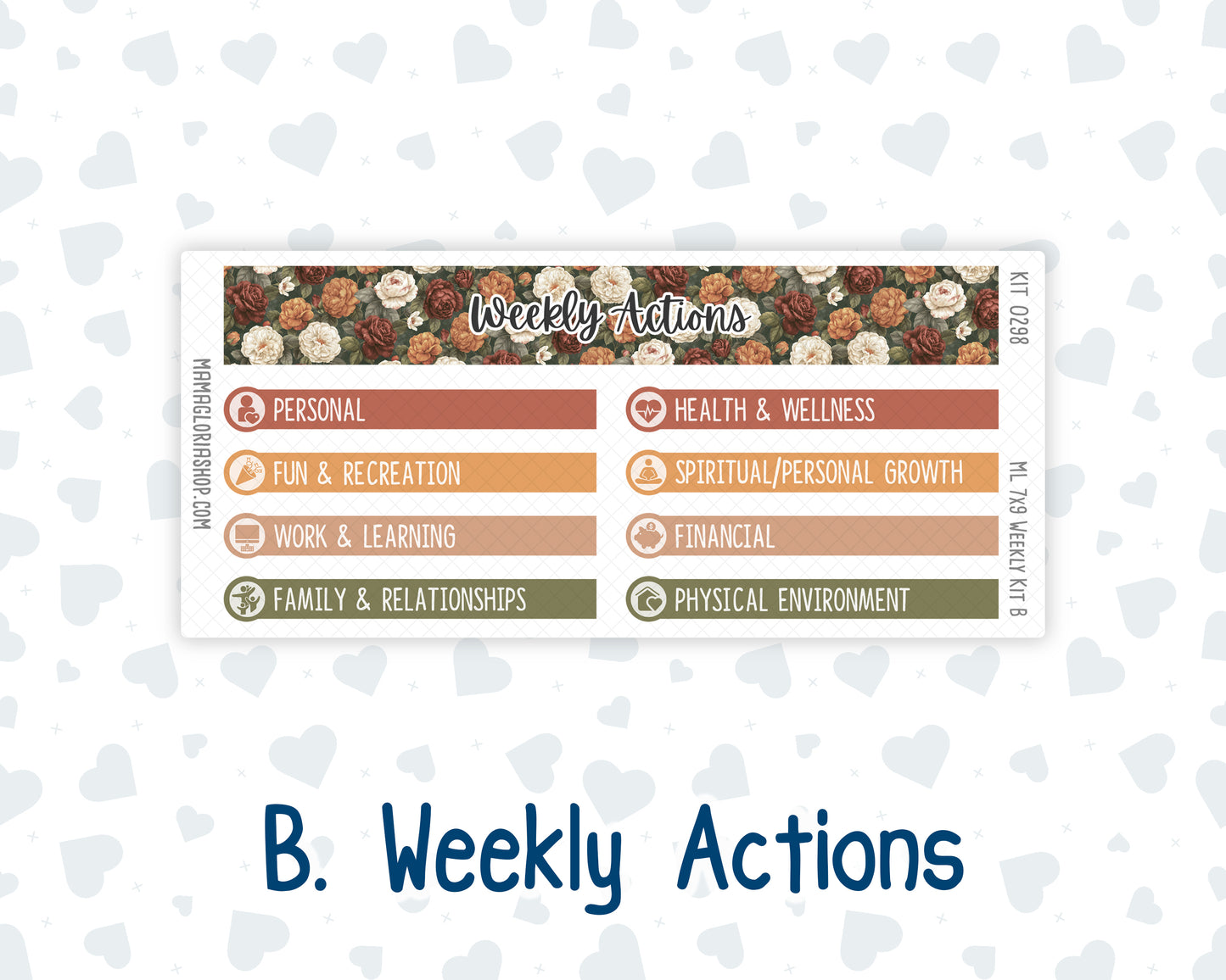 Kit 0298 - 7x9 | A5 MakseLife - Weekly Actions & Reflections - October - Velvet Bloom