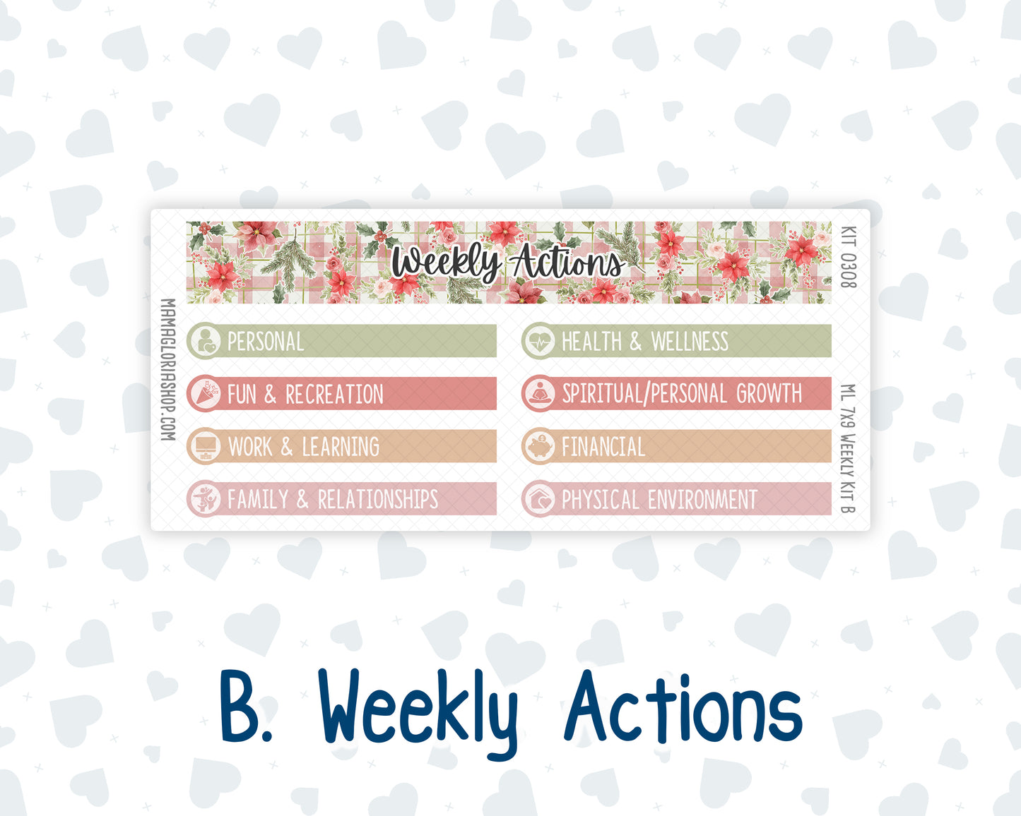 Kit 0308 - 7x9 | A5 MakseLife - Weekly Actions & Reflections - December - Knit & Holly
