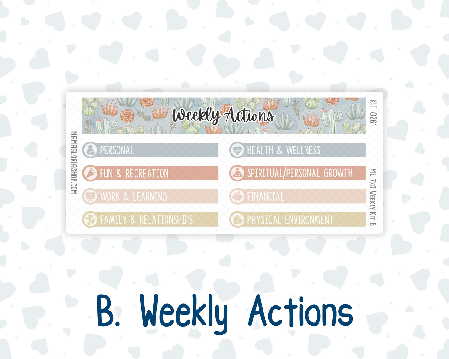Kit 0261 - 7x9 | A5 MakseLife - Weekly Actions & Reflections - April - Llama Spring