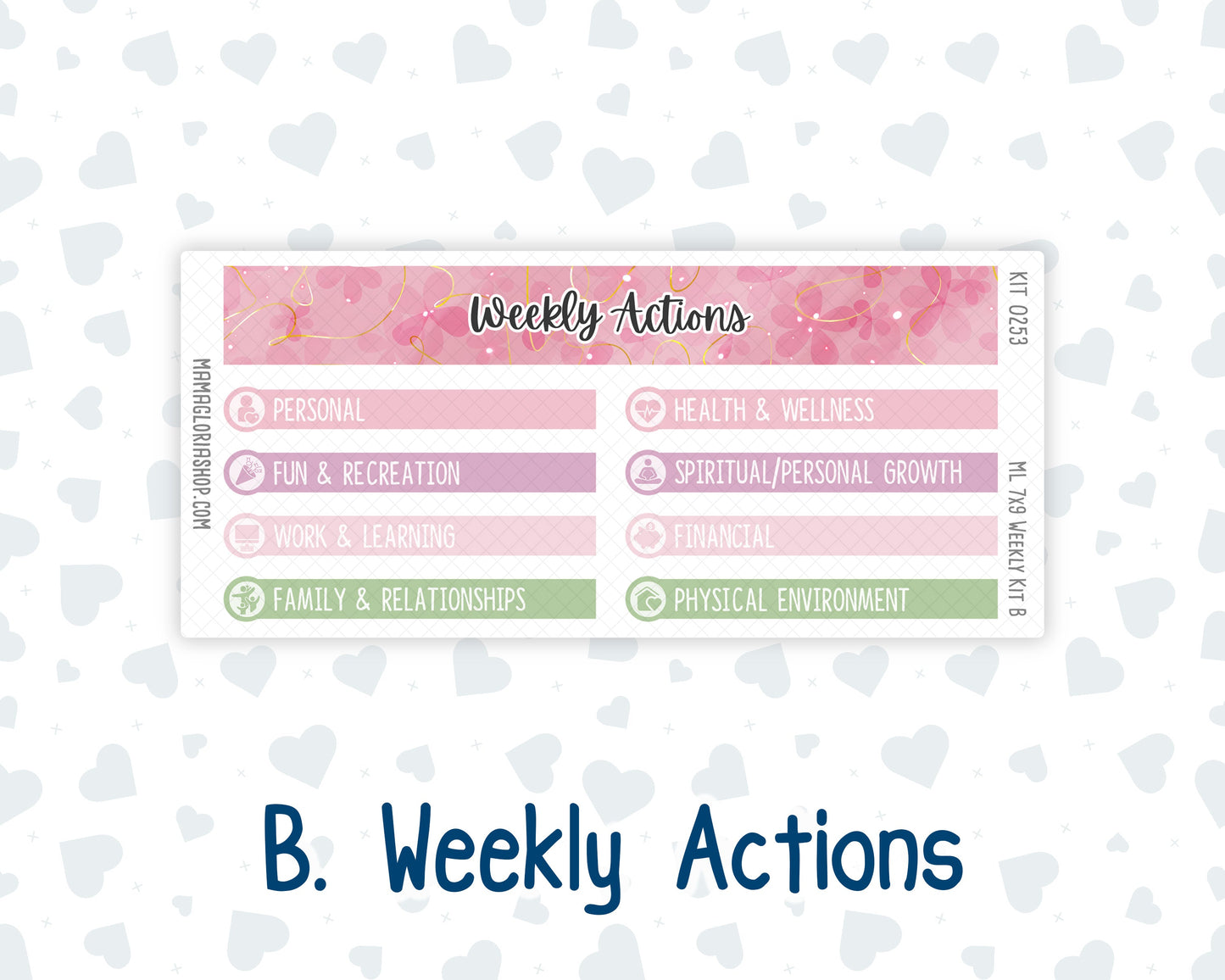 Kit 0253 - 7x9 | A5 MakseLife - Weekly Actions & Reflections - February - Rosy Daydreams