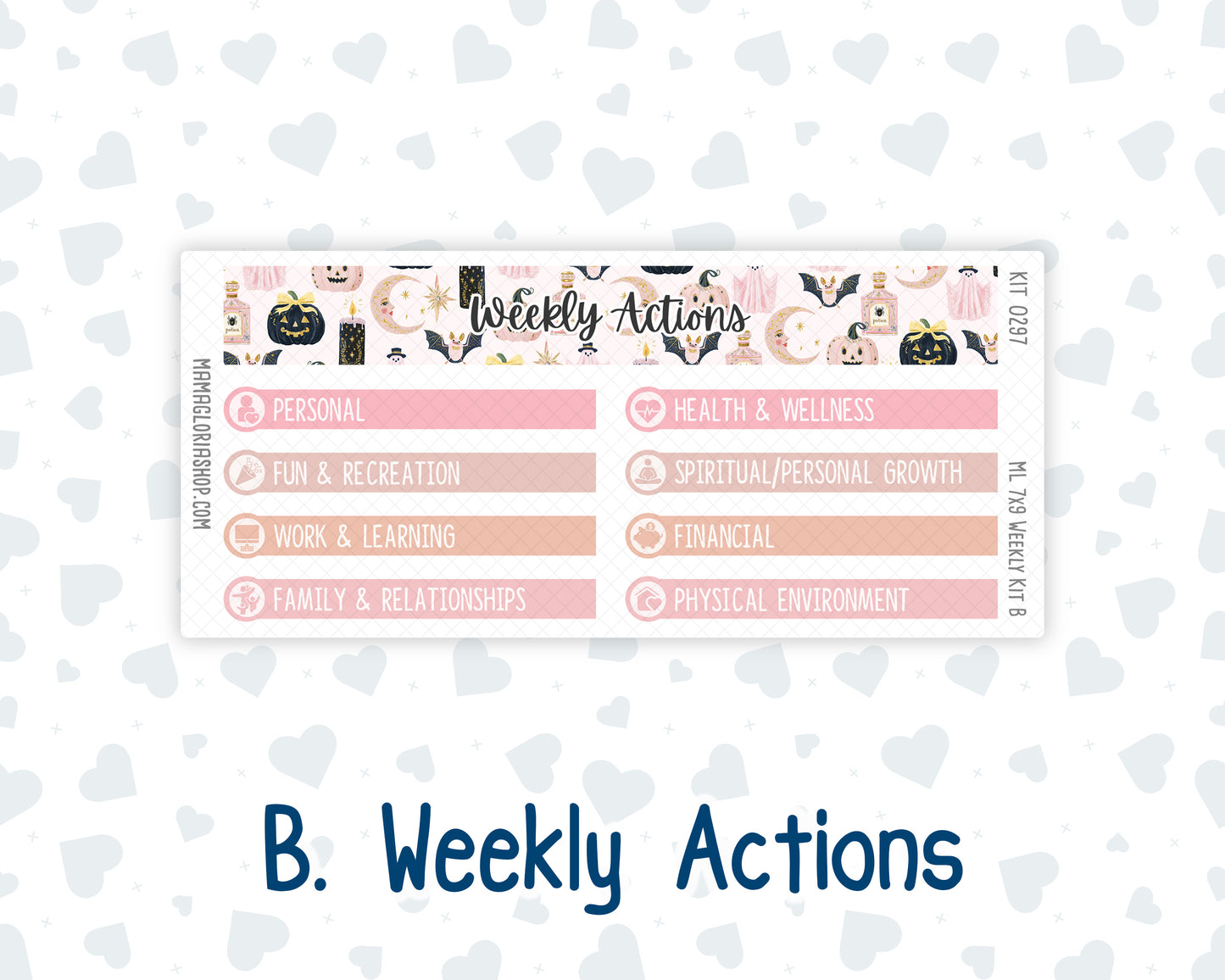 Kit 0297 - 7x9 | A5 MakseLife - Weekly Actions & Reflections - October - Pink Spell
