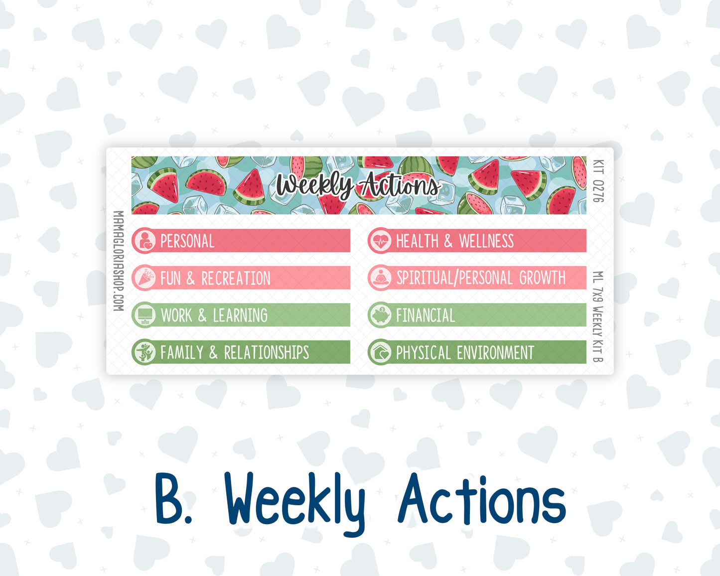 Kit 0276 - 7x9 | A5 MakseLife - Weekly Actions & Reflections - July - Melon Crush
