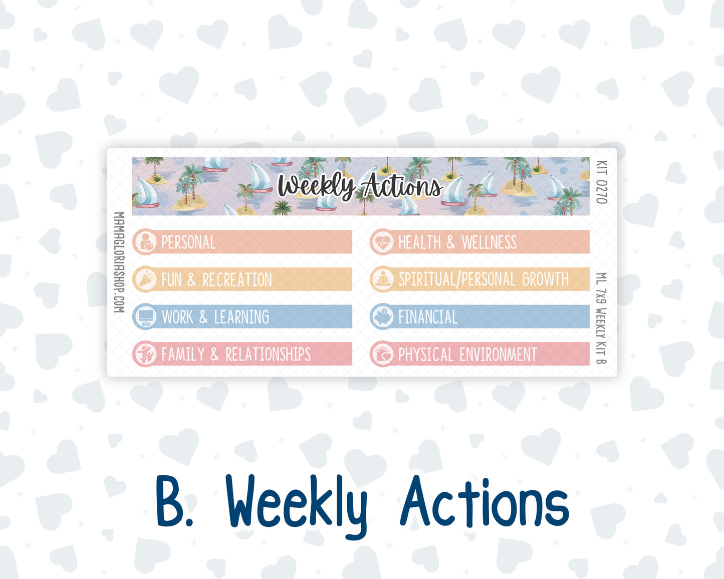 Kit 0270 - 7x9 | A5 MakseLife - Weekly Actions & Reflections - June - Beachside Bliss