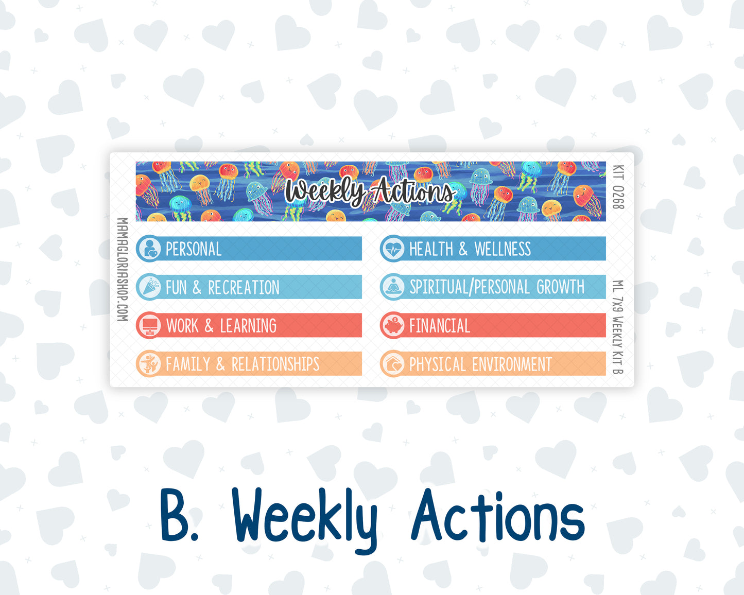 Kit 0268 - 7x9 | A5 MakseLife - Weekly Actions & Reflections - June - Sea Sweeties