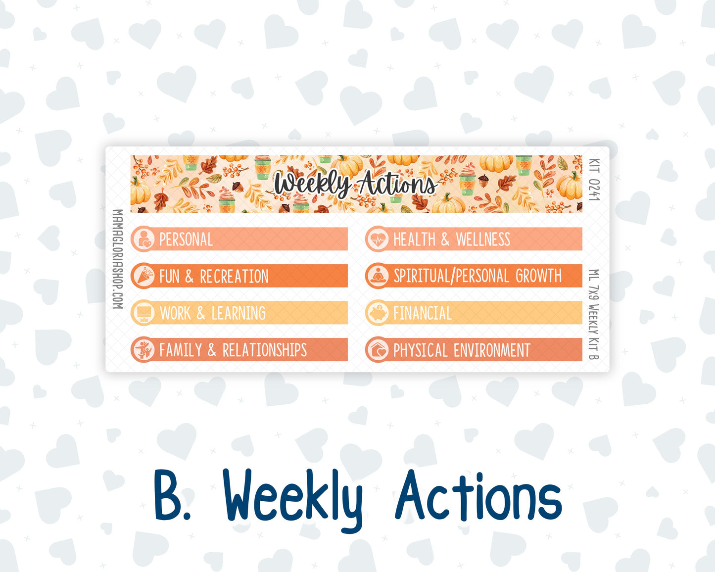 Kit 0241 - 7x9 | A5 MakseLife - Weekly Actions & Reflections - November - Pumpkin Latte