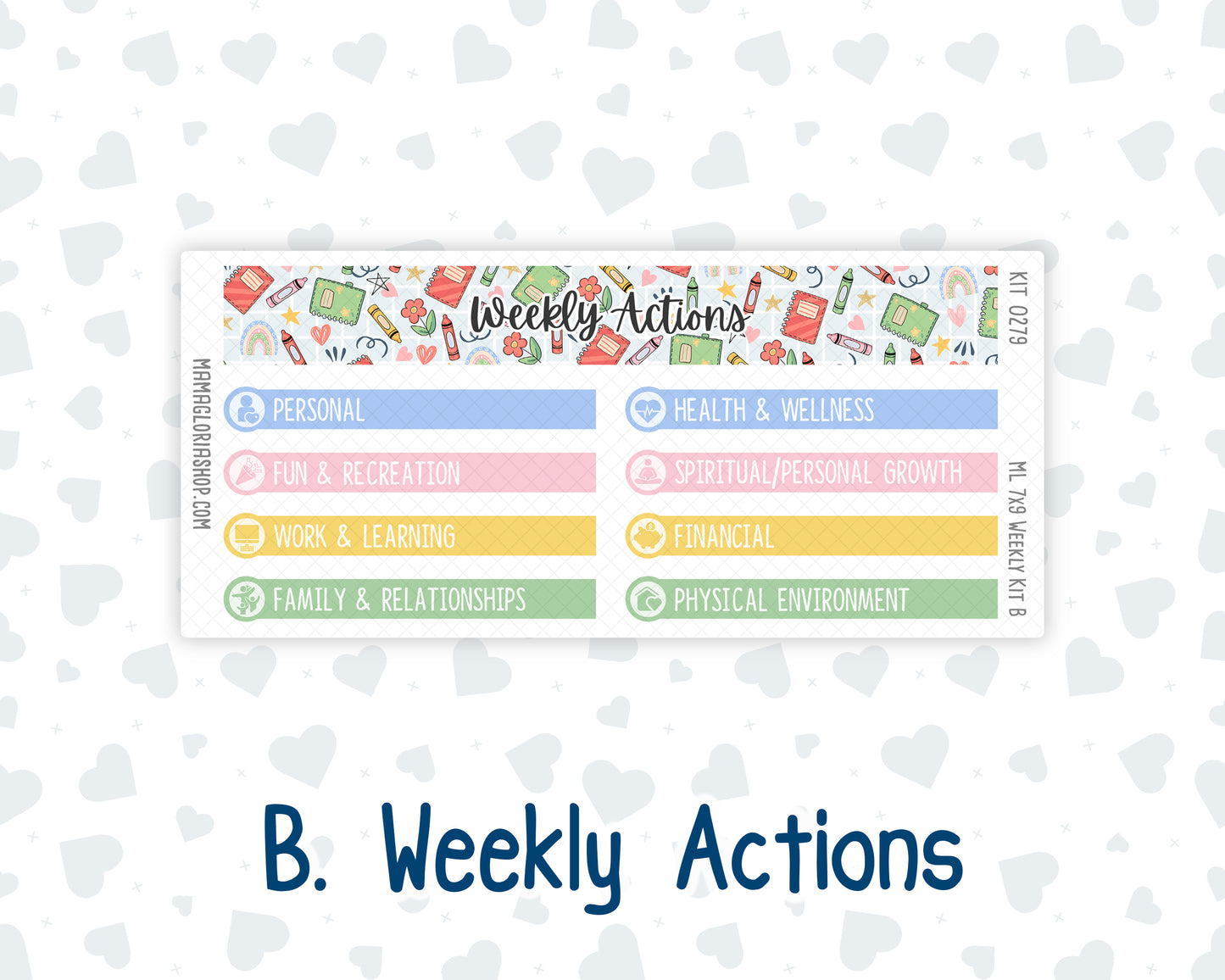 Kit 0279 - 7x9 | A5 MakseLife - Weekly Actions & Reflections - August - Not Ready For School