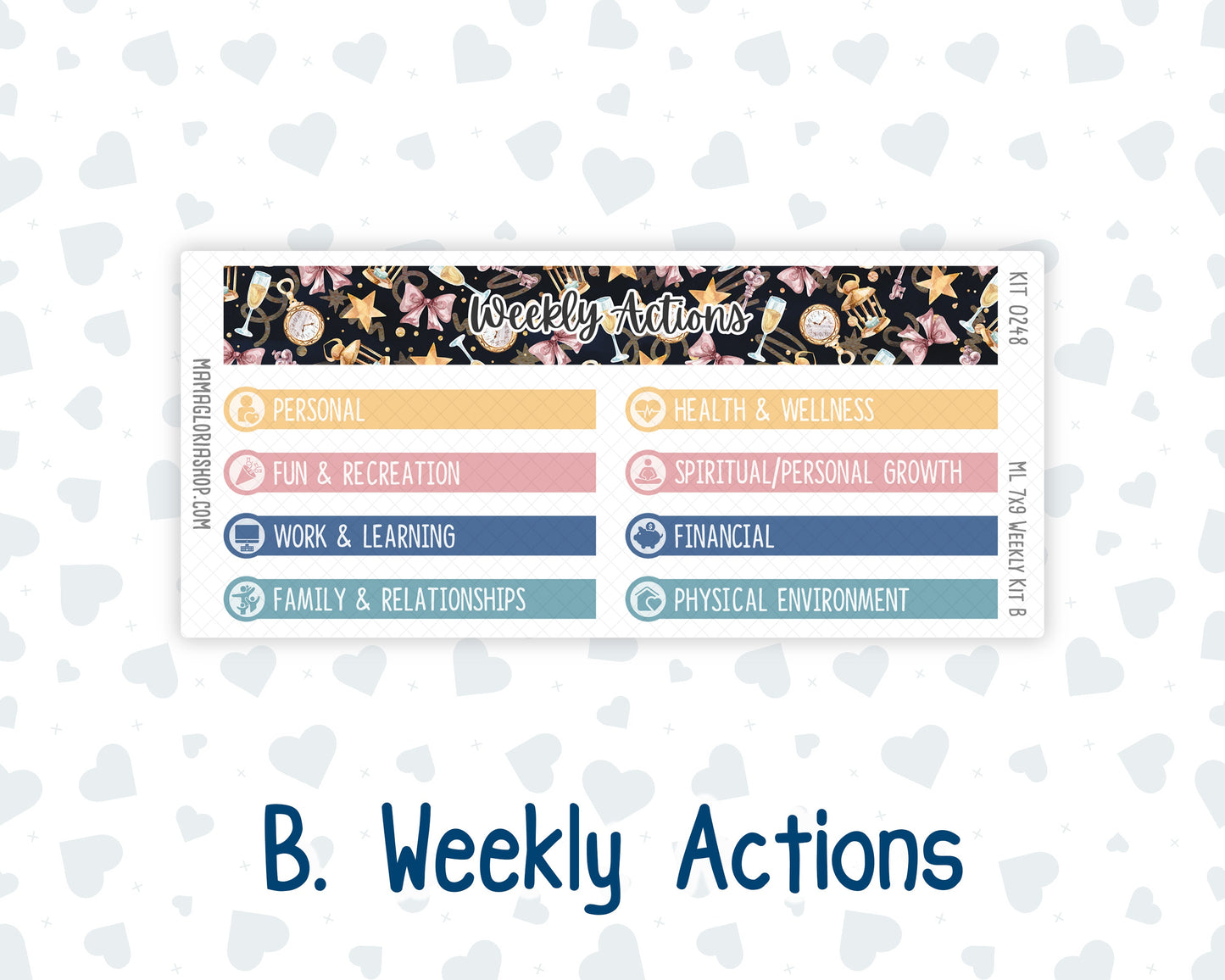 Kit 0248 - 7x9 | A5 MakseLife - Weekly Actions & Reflections - January - Midnight Countdown