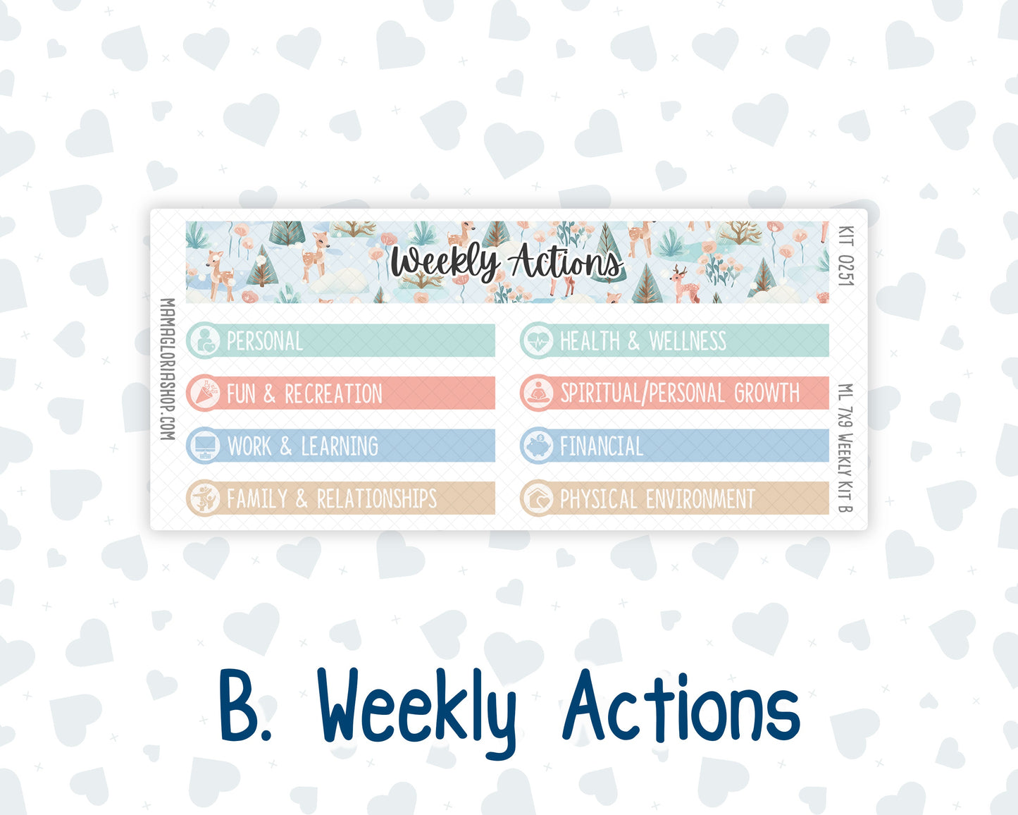 Kit 0251 - 7x9 | A5 MakseLife - Weekly Actions & Reflections - January - Pine & Paws