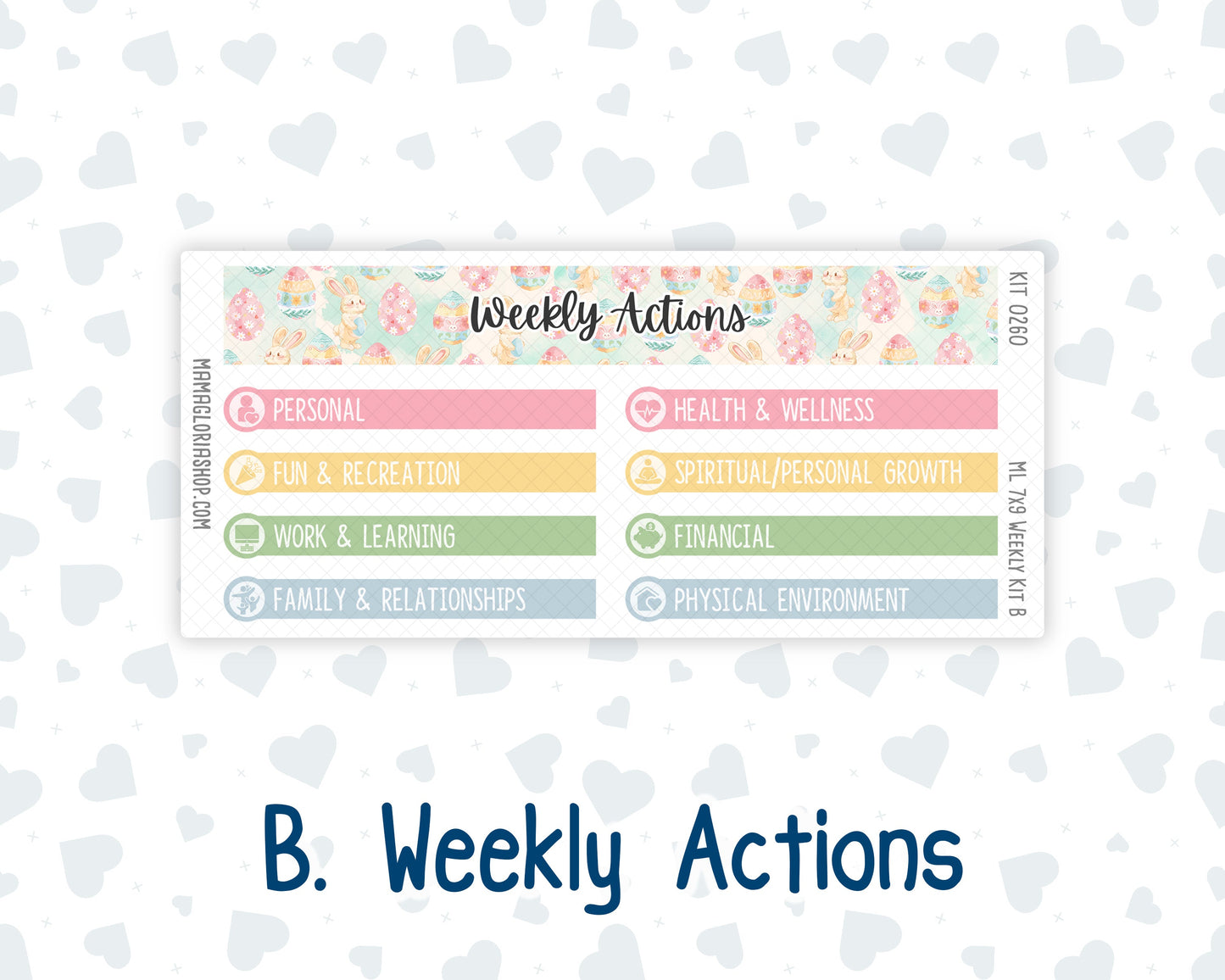 Kit 0260 - 7x9 | A5 MakseLife - Weekly Actions & Reflections - April - Pastel Egg Hunt