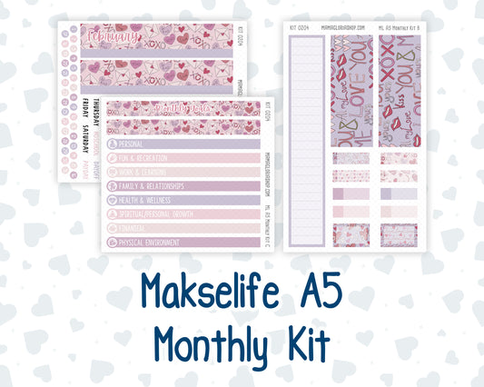 Kit 0204- A5 MakseLife Companion Notebook - Monthly - Valentines Garden - February