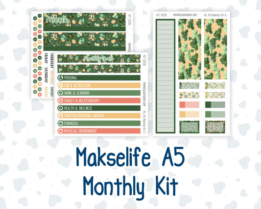 Kit 0208- A5 MakseLife Companion Notebook - Monthly - Shamrock Lane - March