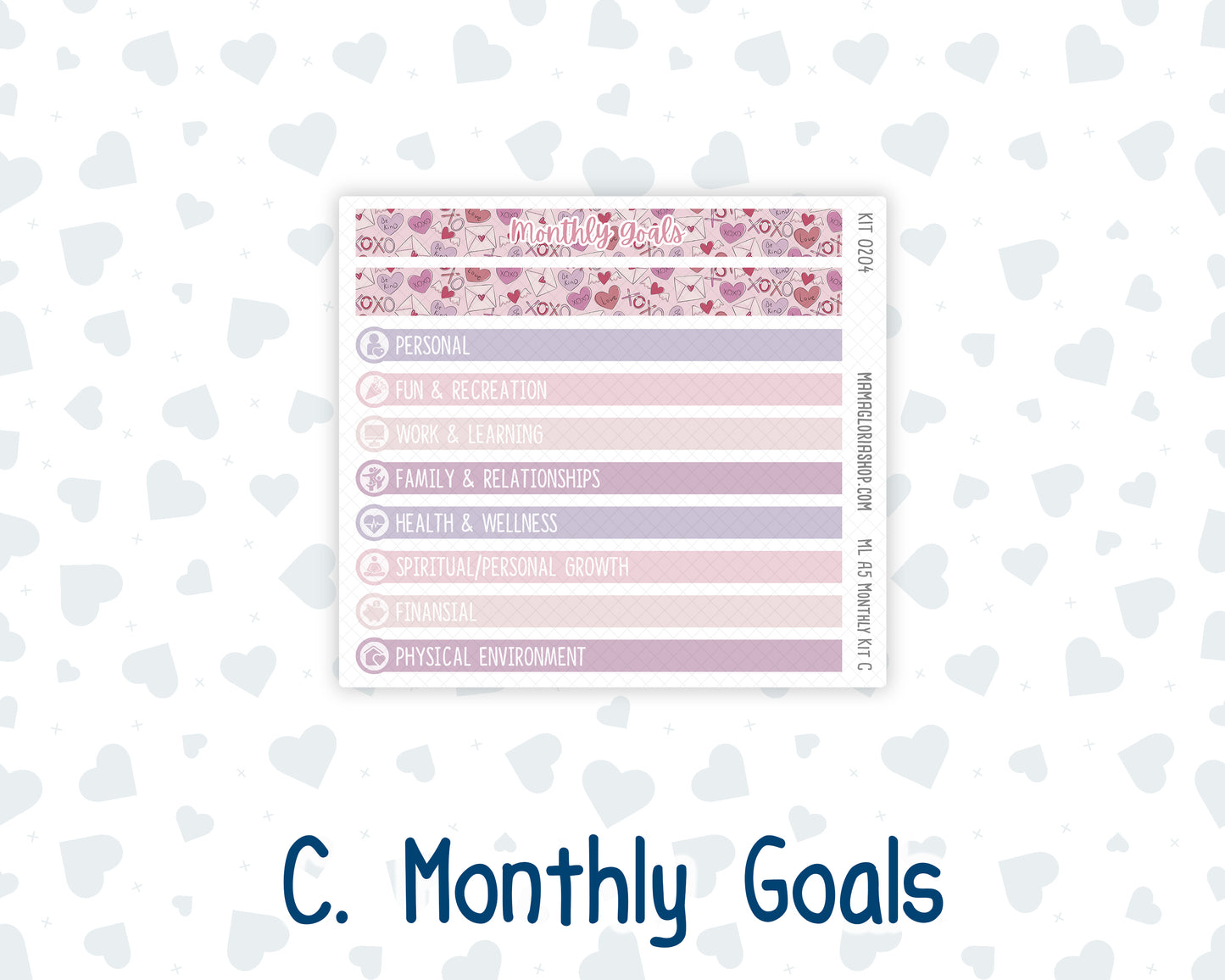 Kit 0204- A5 MakseLife Companion Notebook - Monthly - Valentines Garden - February