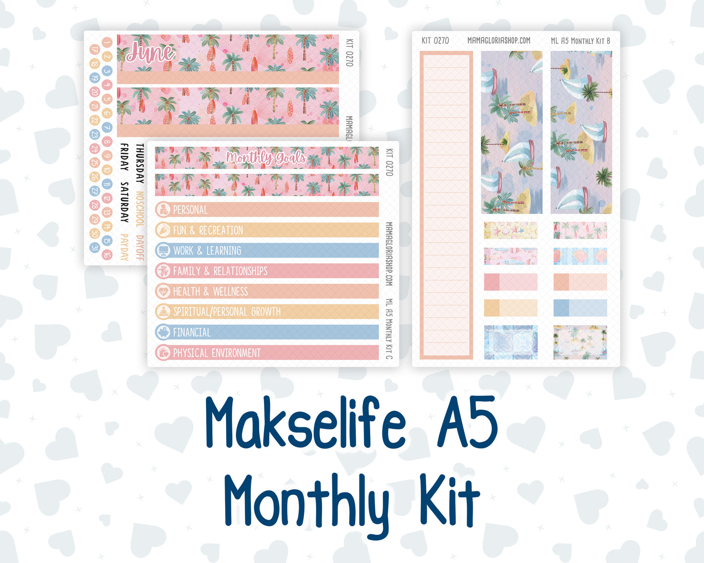 Kit 0270 - A5 - MakseLife Companion Notebook - Monthly Kit - June - Beachside Bliss
