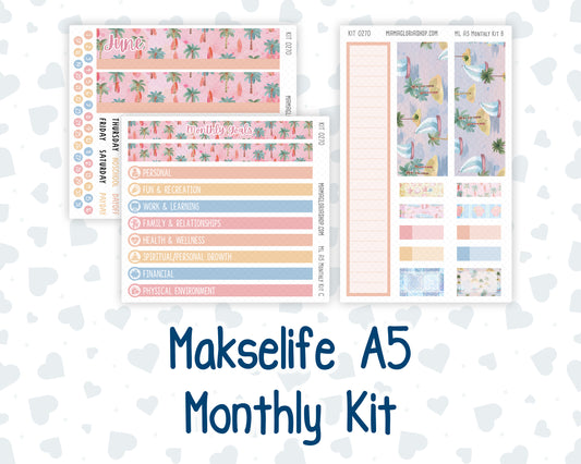 Kit 0270 - A5 - MakseLife Companion Notebook - Monthly Kit - June - Beachside Bliss