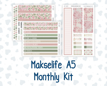 Kit 0257 - A5 - MakseLife Companion Notebook - Monthly Kit - March - Blush Garden