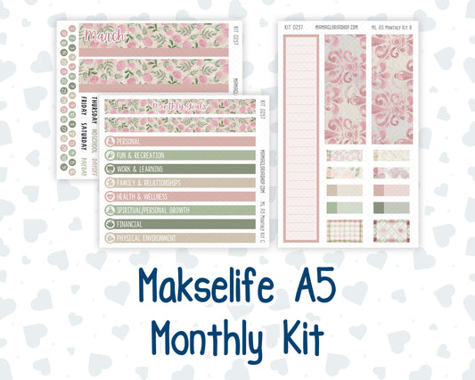 Kit 0257 - A5 - MakseLife Companion Notebook - Monthly Kit - March - Blush Garden