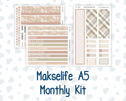 Kit 0301 - A5 - MakseLife Companion Notebook - Monthly Kit - November - Sunday Comfort