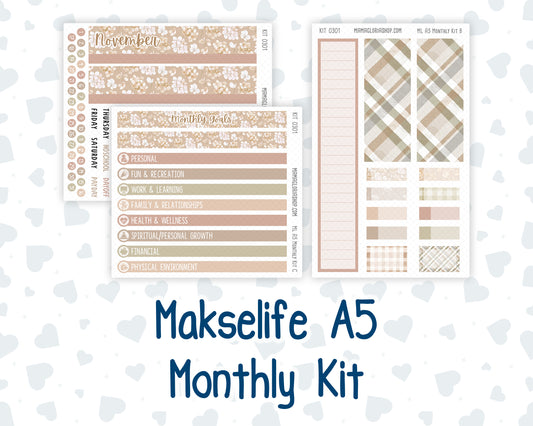 Kit 0301 - A5 - MakseLife Companion Notebook - Monthly Kit - November - Sunday Comfort