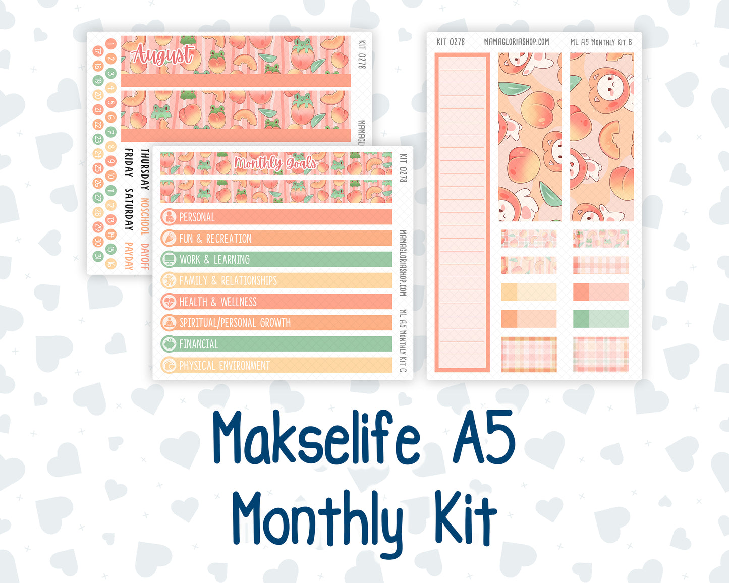 Kit 0278 - A5 - MakseLife Companion Notebook - Monthly Kit - August - Oops, All Peaches