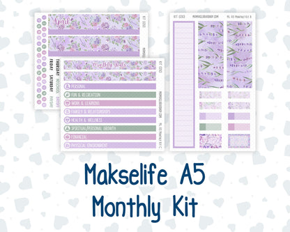 Kit 0263 - A5 - MakseLife Companion Notebook - Monthly Kit - April - Lavender Drift