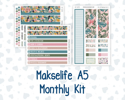 Kit 0275 - A5 - MakseLife Companion Notebook - Monthly Kit - July - Tropical Safari Blush