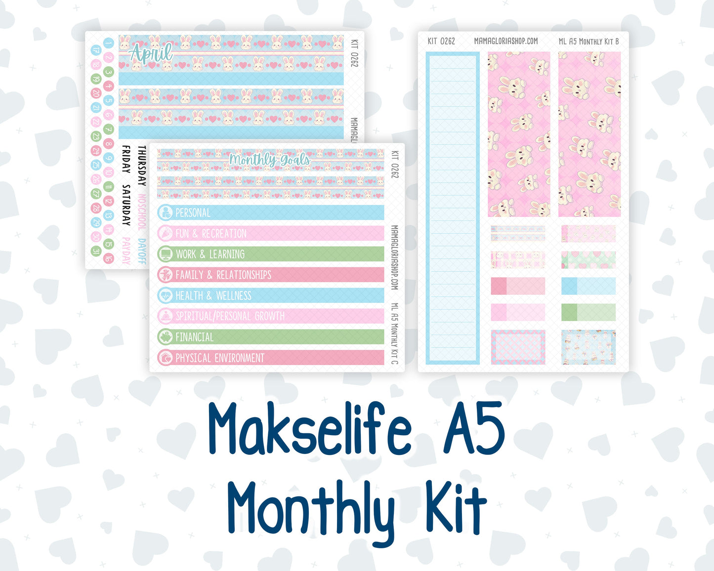Kit 0262 - A5 - MakseLife Companion Notebook - Monthly Kit - April - Spring Puffs
