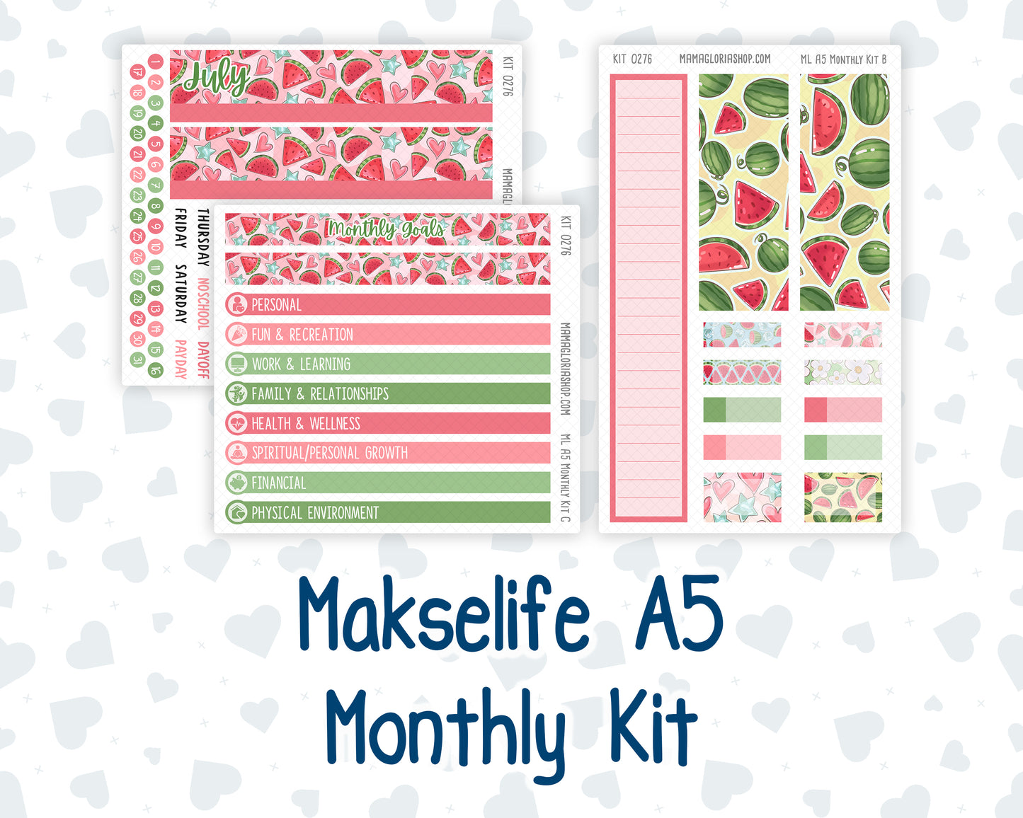 Kit 0276 - A5 - MakseLife Companion Notebook - Monthly Kit - July - Melon Crush