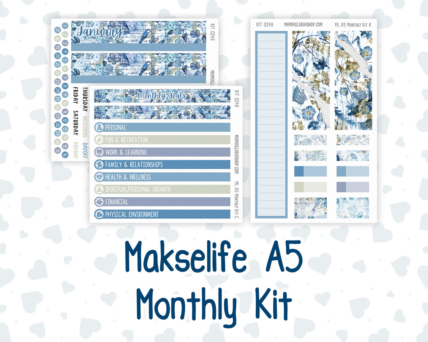 Kit 0249 - A5 - MakseLife Companion Notebook - Monthly Kit - January - Icy Lace