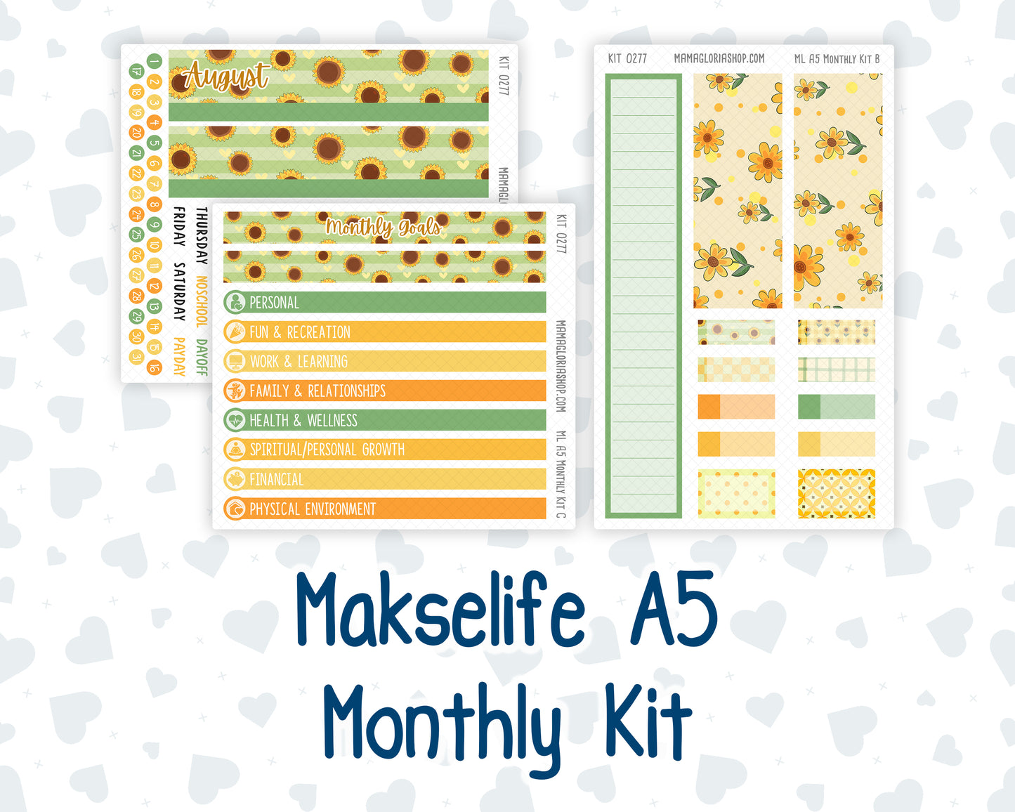 Kit 0277 - A5 - MakseLife Companion Notebook - Monthly Kit - August - Sunflower Drama Club