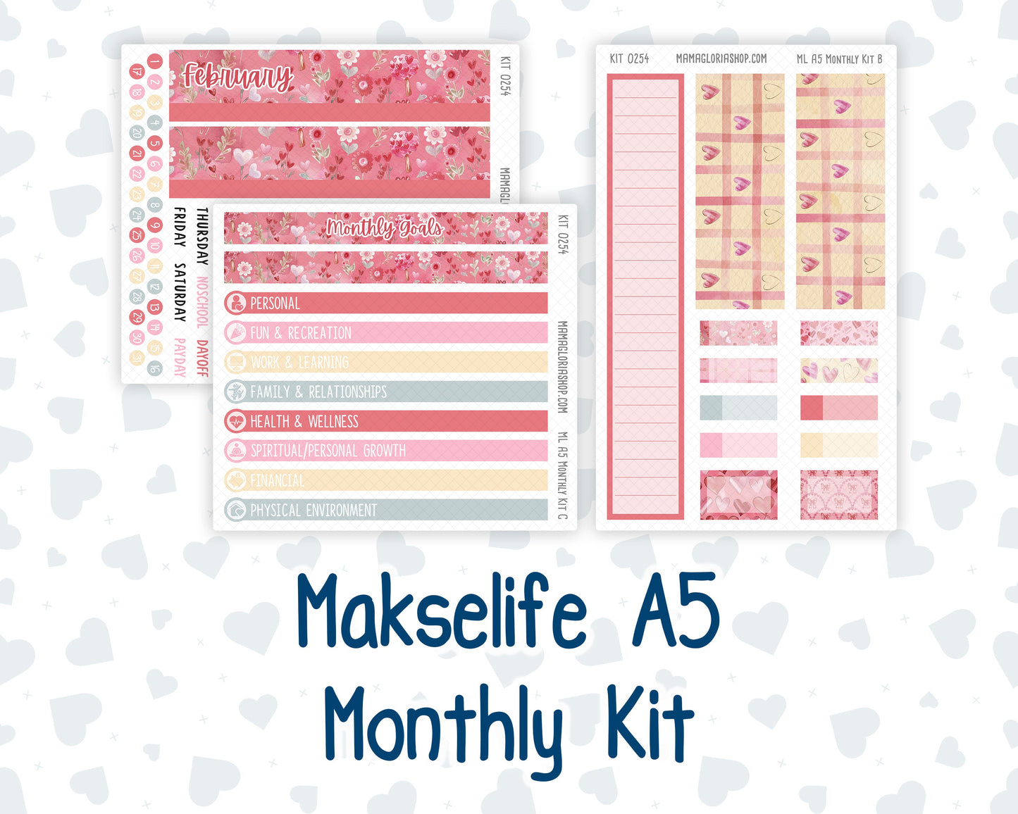 Kit 0254 - A5 - MakseLife Companion Notebook - Monthly Kit - February - Valentine Village