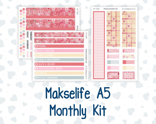 Kit 0254 - A5 - MakseLife Companion Notebook - Monthly Kit - February - Valentine Village