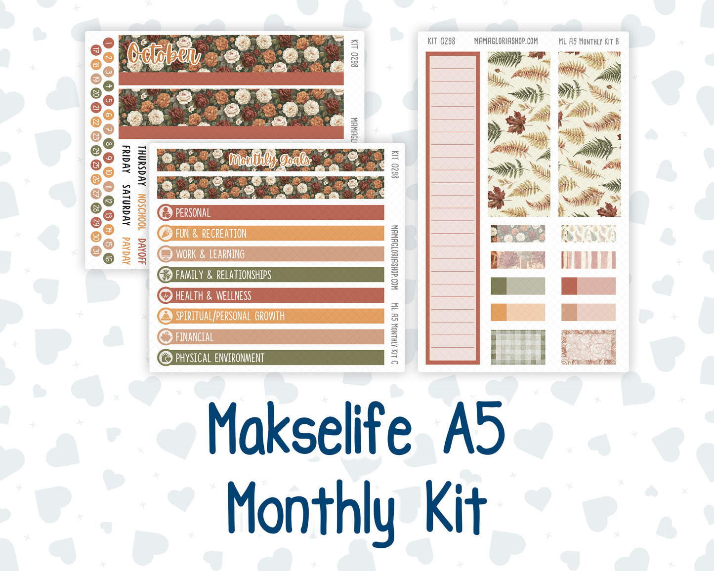 Kit 0298 - A5 - MakseLife Companion Notebook - Monthly Kit - October - Velvet Bloom
