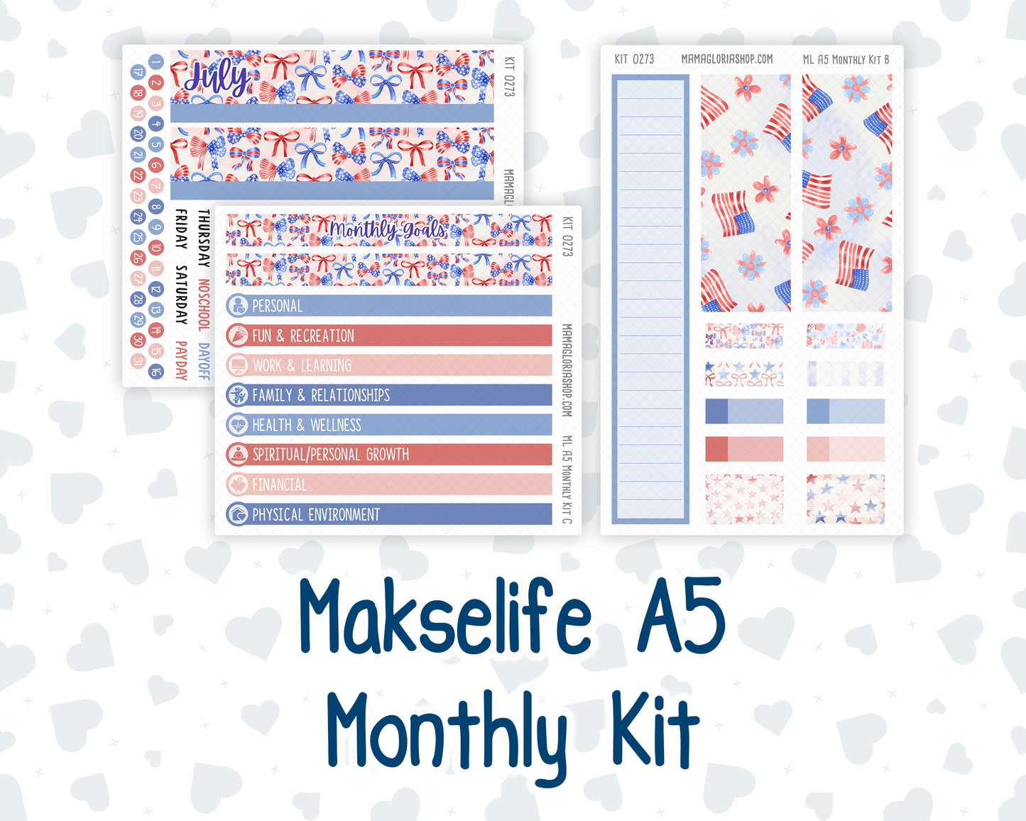 Kit 0273 - A5 - MakseLife Companion Notebook - Monthly Kit - July - Americana In Bloom
