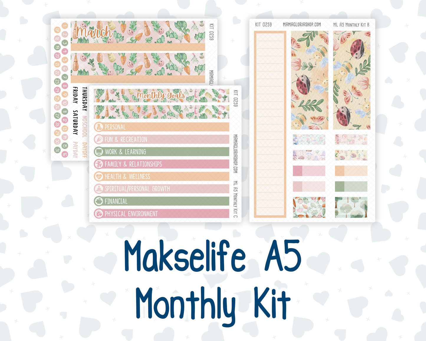Kit 0259 - A5 - MakseLife Companion Notebook - Monthly Kit - March - Spring Garden Chores