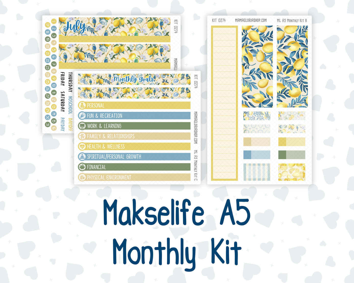 Kit 0274 - A5 - MakseLife Companion Notebook - Monthly Kit - July - Sunny Lemon Shore