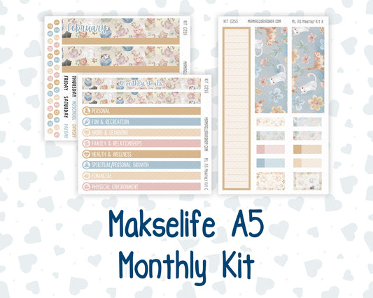 Kit 0255 - A5 - MakseLife Companion Notebook - Monthly Kit - February - Cottagecore Kitties