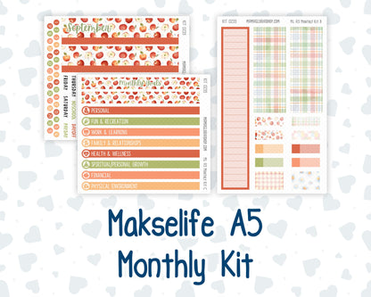 Kit 0235 - A5 - MakseLife Companion Notebook - Monthly Kit - September - Apple Orchard