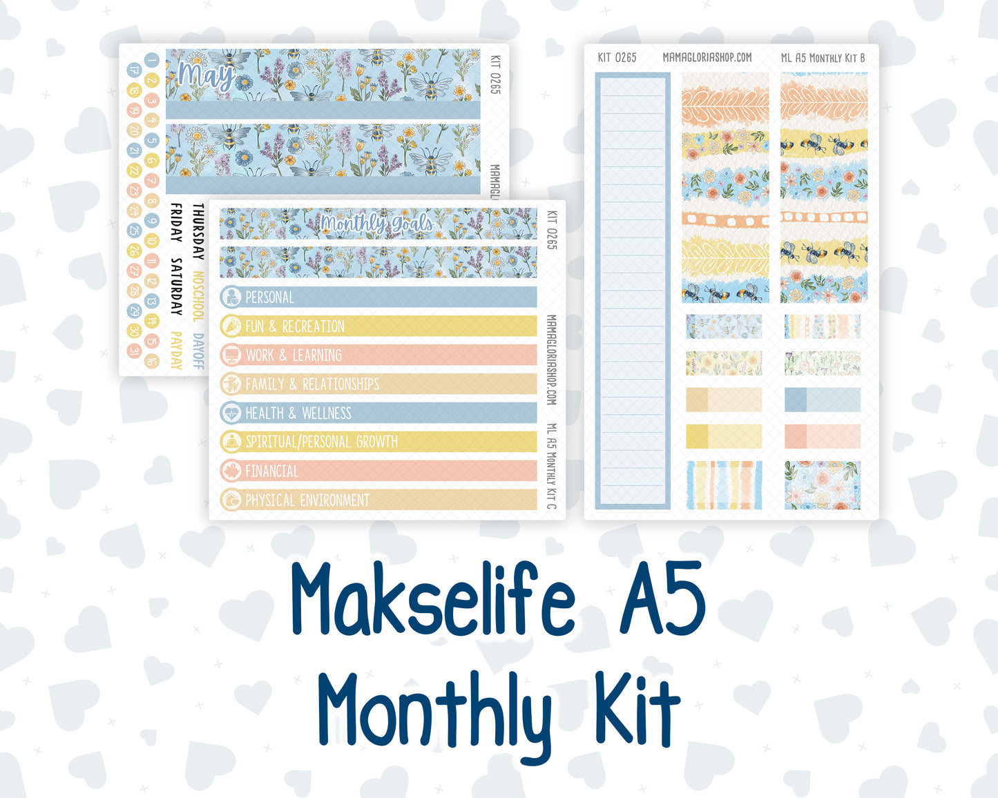 Kit 0265 - A5 - MakseLife Companion Notebook - Monthly Kit - May - Honeybee Sky