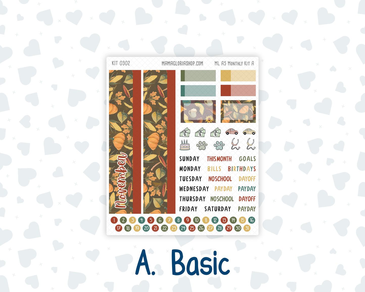 Kit 0302 - A5 - MakseLife Companion Notebook - Monthly Kit - November - Thankful Season