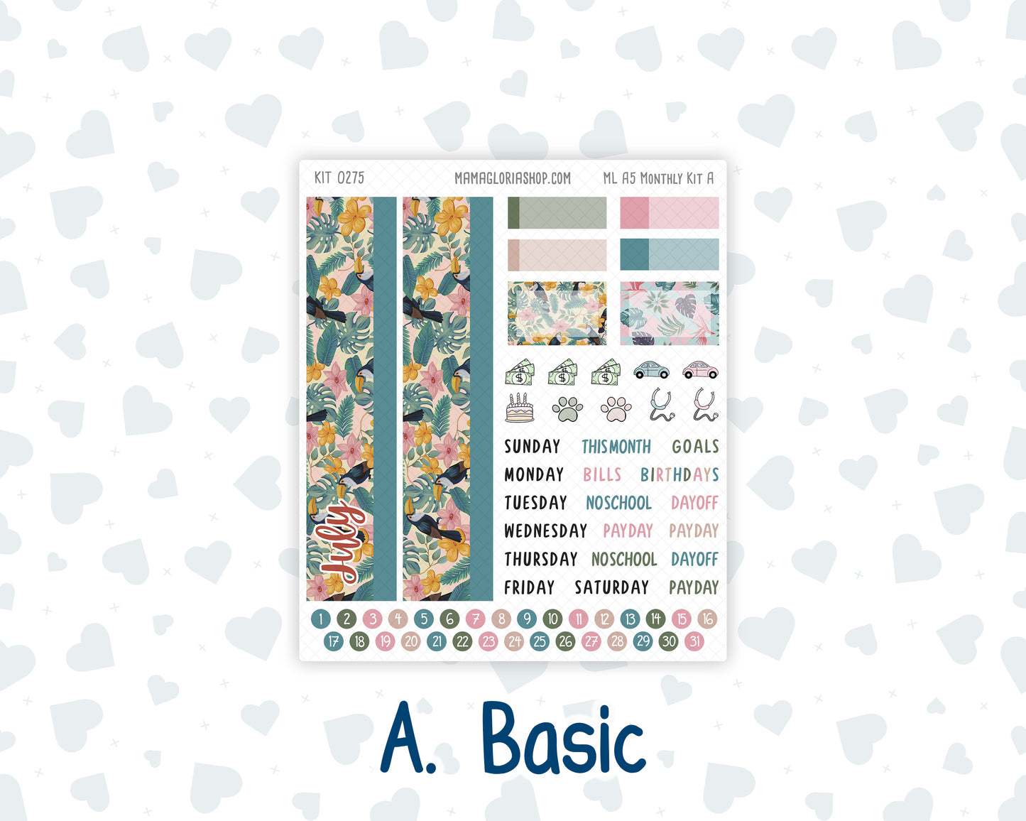 Kit 0275 - A5 - MakseLife Companion Notebook - Monthly Kit - July - Tropical Safari Blush